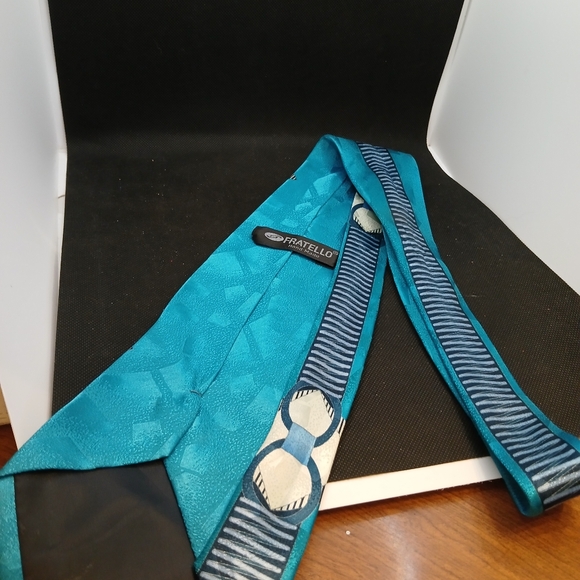 Teal Geometric Style Fratello Tie. HANG - Picture 2 of 2